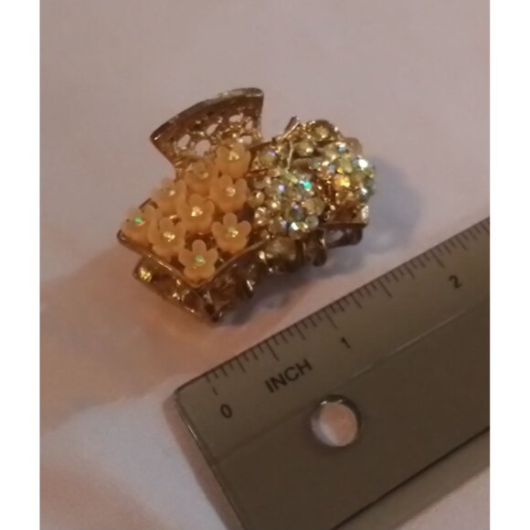 Vintage Floral Rhinestone Hair Claw Clip - Picture 3 of 3